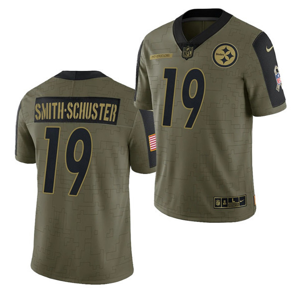 Men's Pittsburgh Steelers #19 JuJu Smith-Schuster 2021 Olive Salute To Service Limited Stitched Jersey